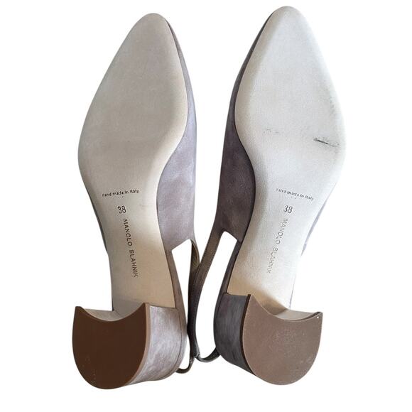 Manolo Blahnik Beige Suede Allurasa Slingback High Heel Pump 38 - Picture 6 of 10